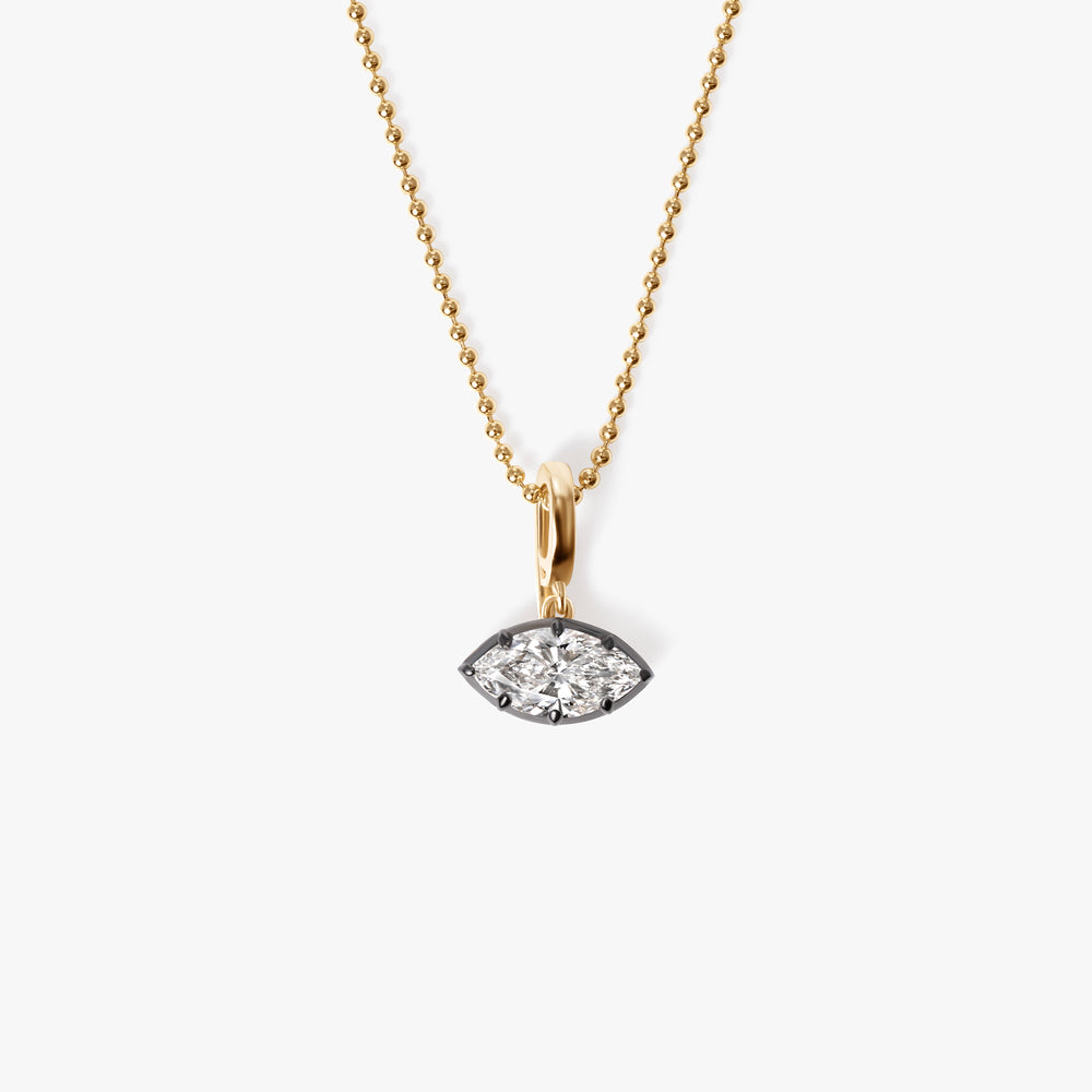 Marquise Diamond East/West Black Rhodium Pendant