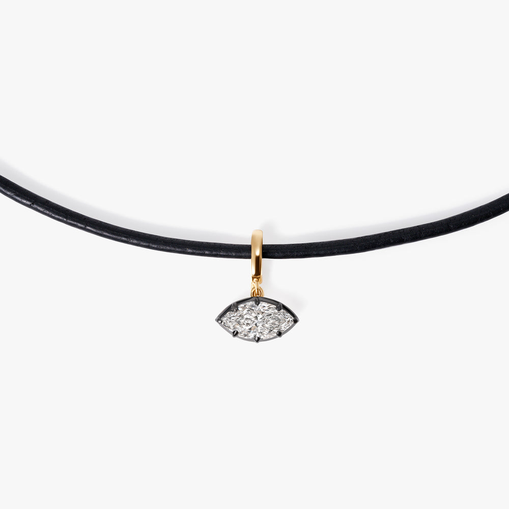 Marquise Diamond East/West Black Rhodium Pendant