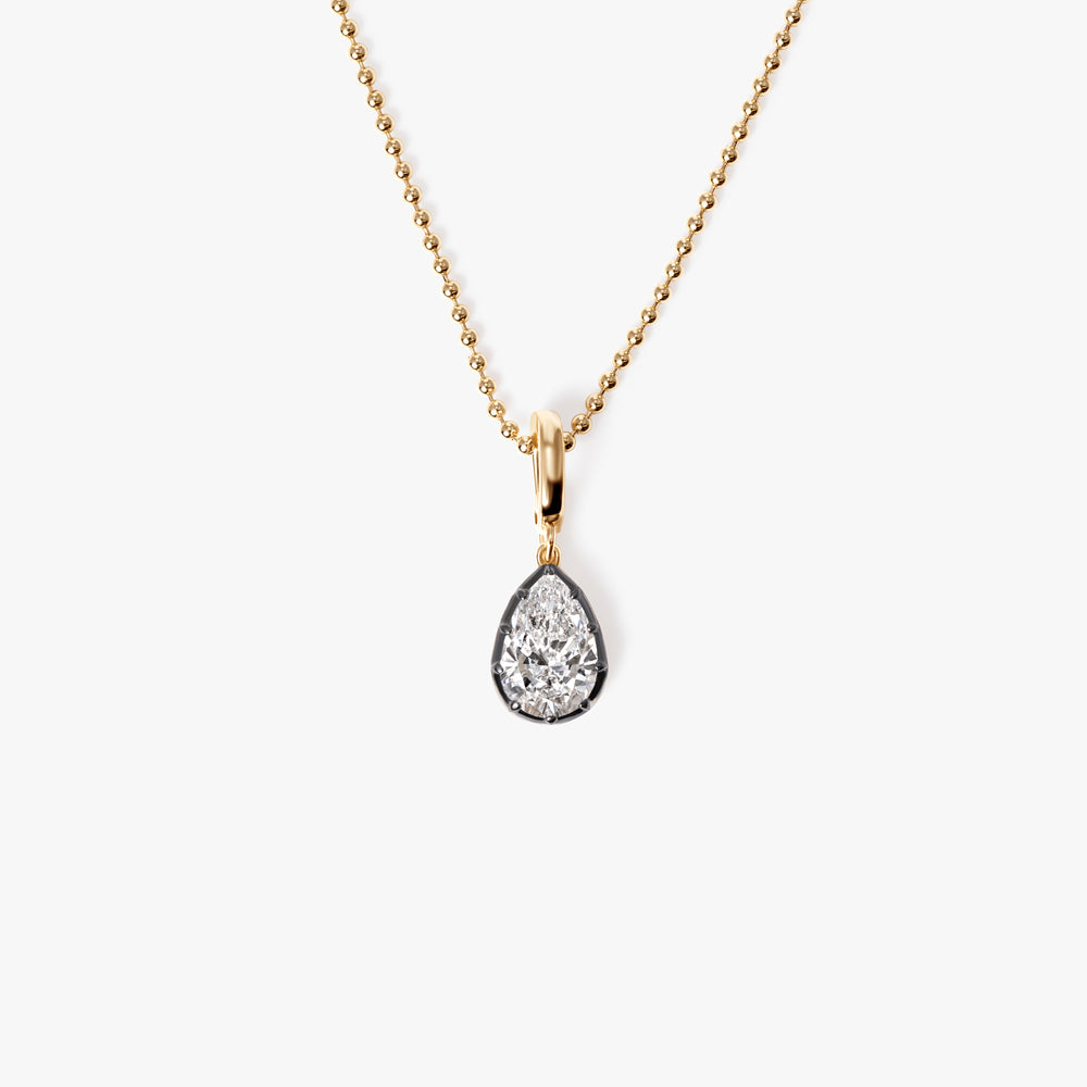 Pear Diamond Black Rhodium Pendant