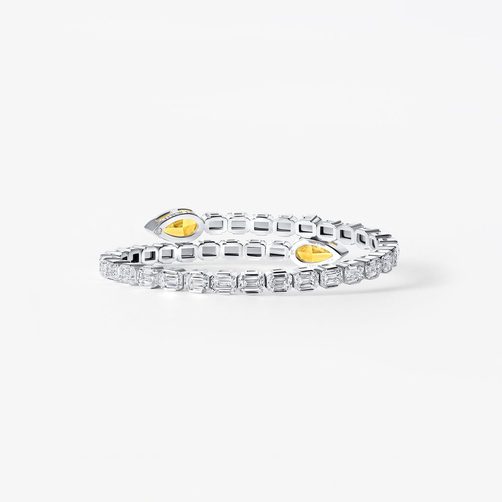 Yellow Pear and Emerald Diamond Cuff Bracelet
