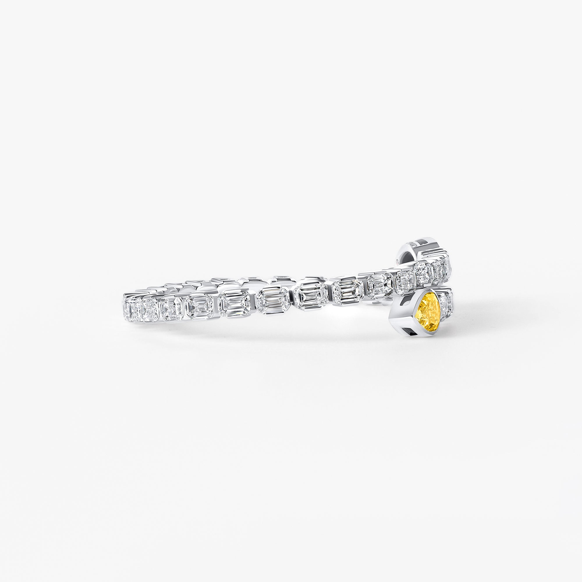 Yellow Pear and Emerald Diamond Cuff Bracelet