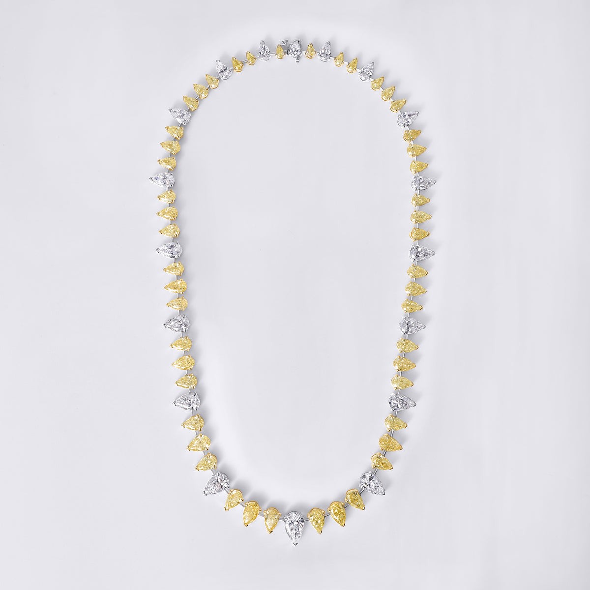 Couture Yellow and White Pear Diamond Wire Necklace
