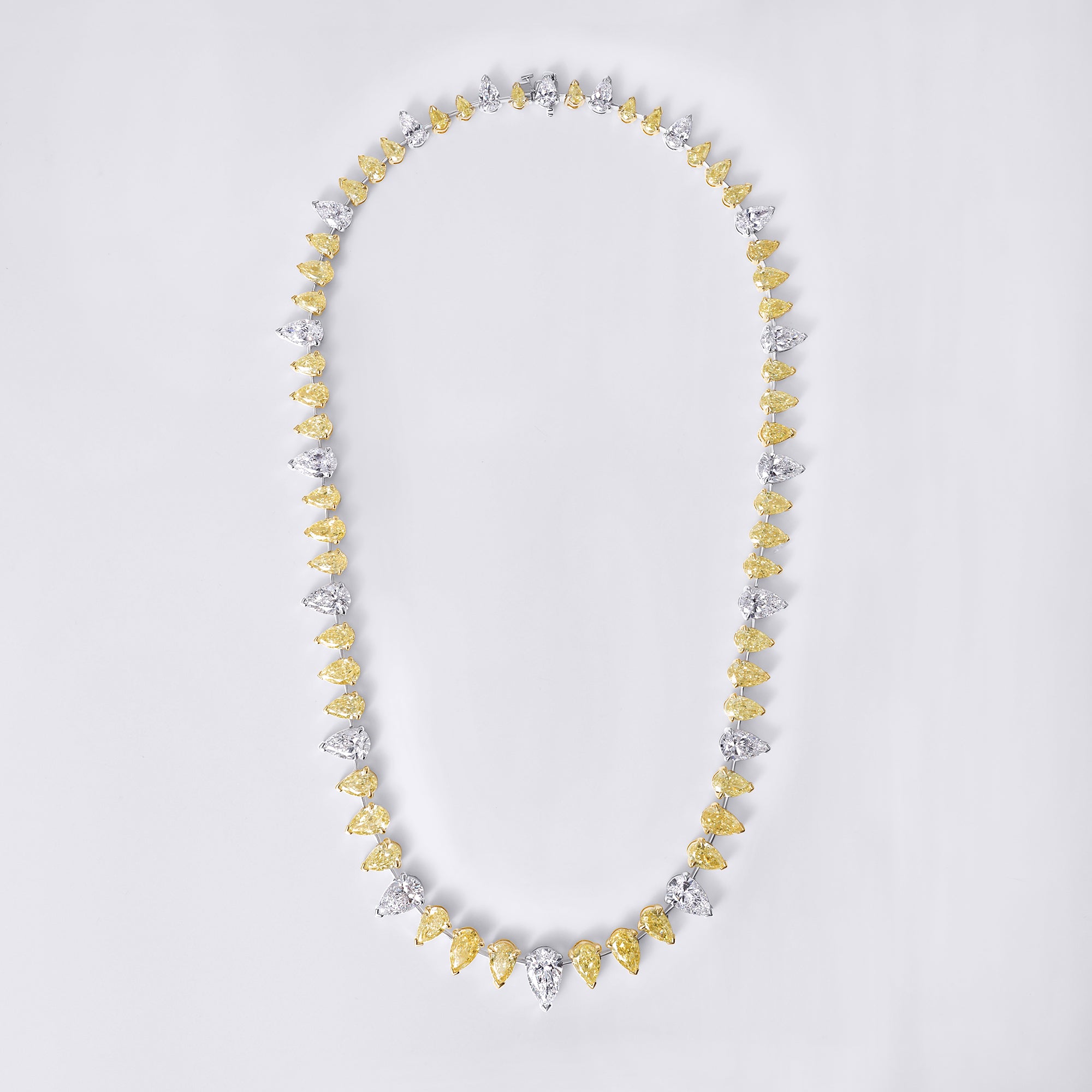 Couture Yellow and White Pear Diamond Wire Necklace