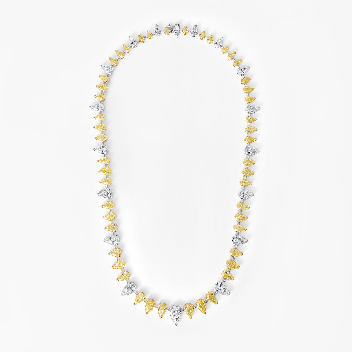 Yellow and White Pear Diamond Wire Necklace