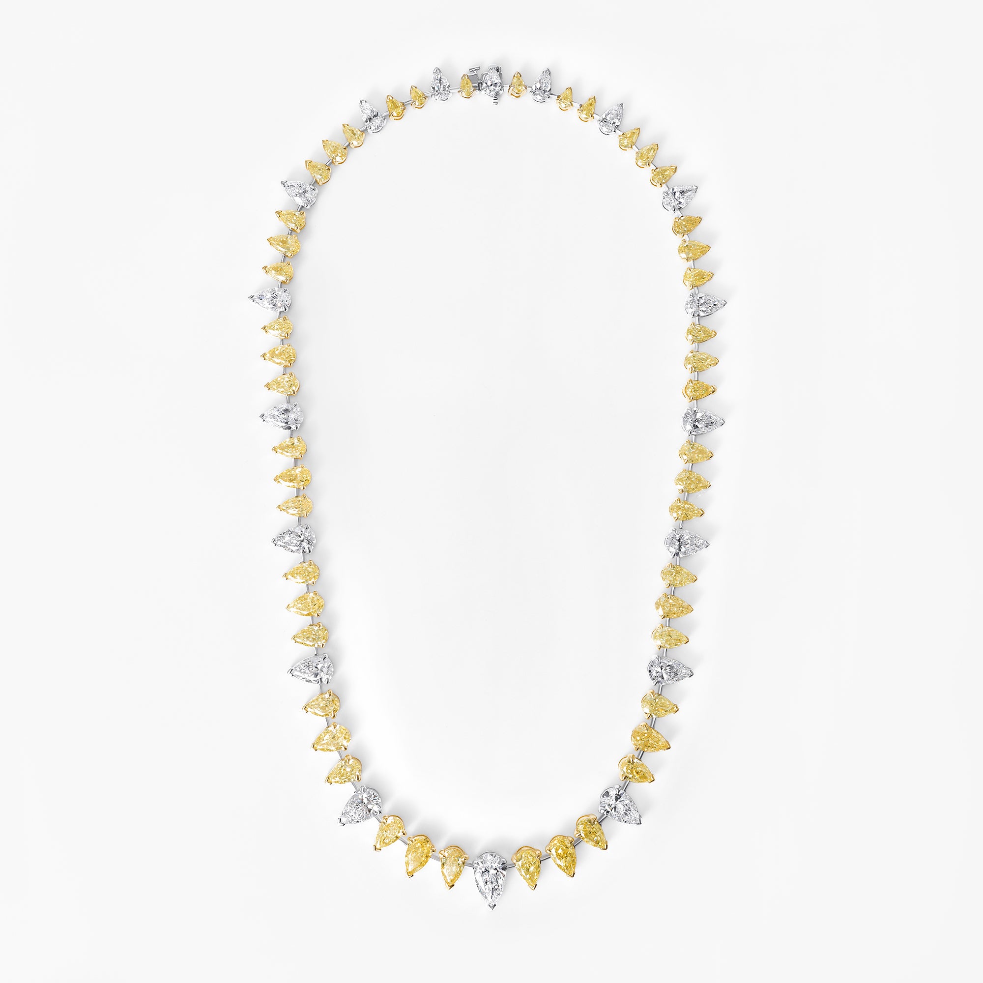 Yellow and White Pear Diamond Wire Necklace