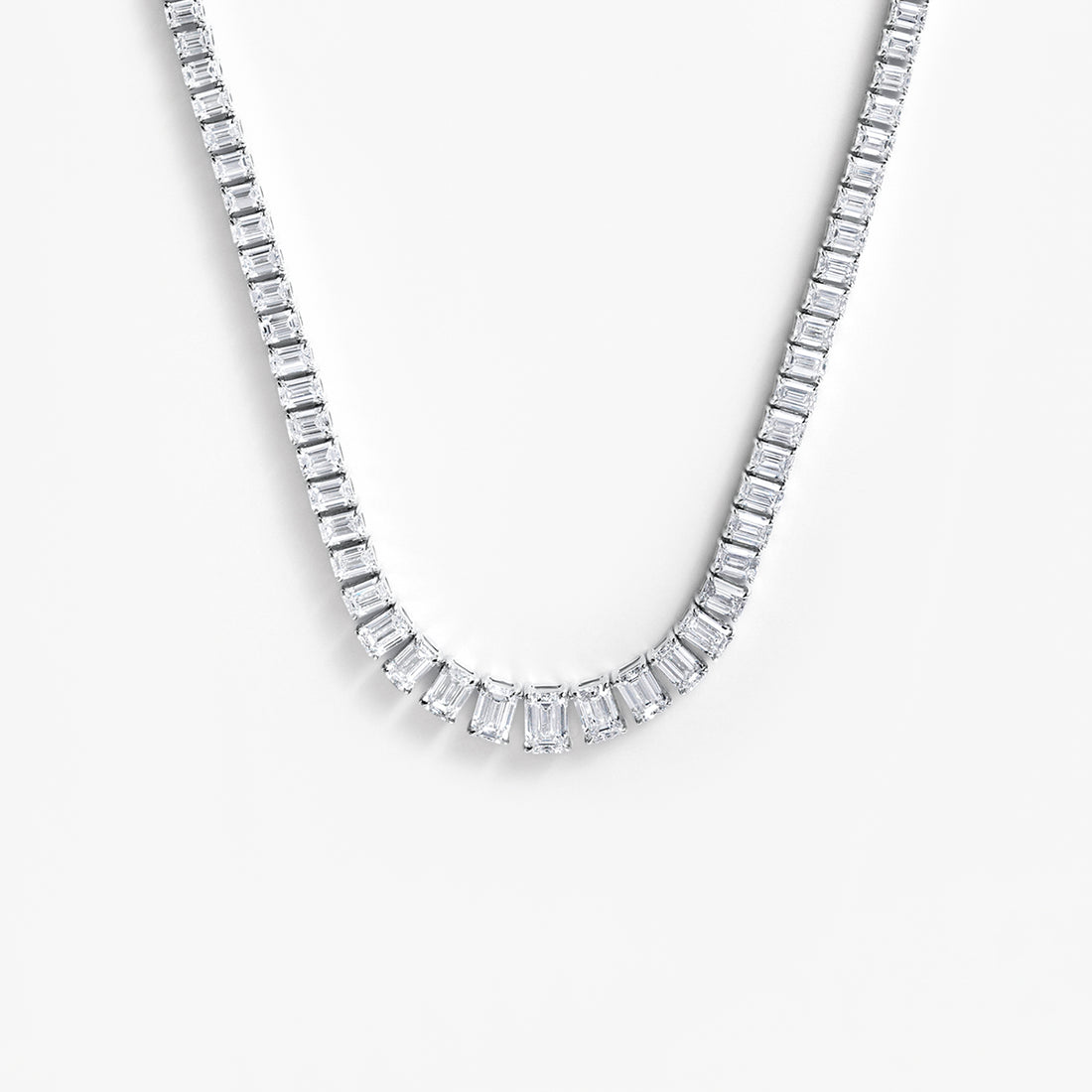 Emerald Diamond Graduating Tennis Necklace