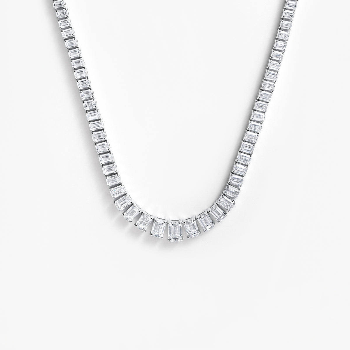 Emerald Diamond Graduating Tennis Necklace