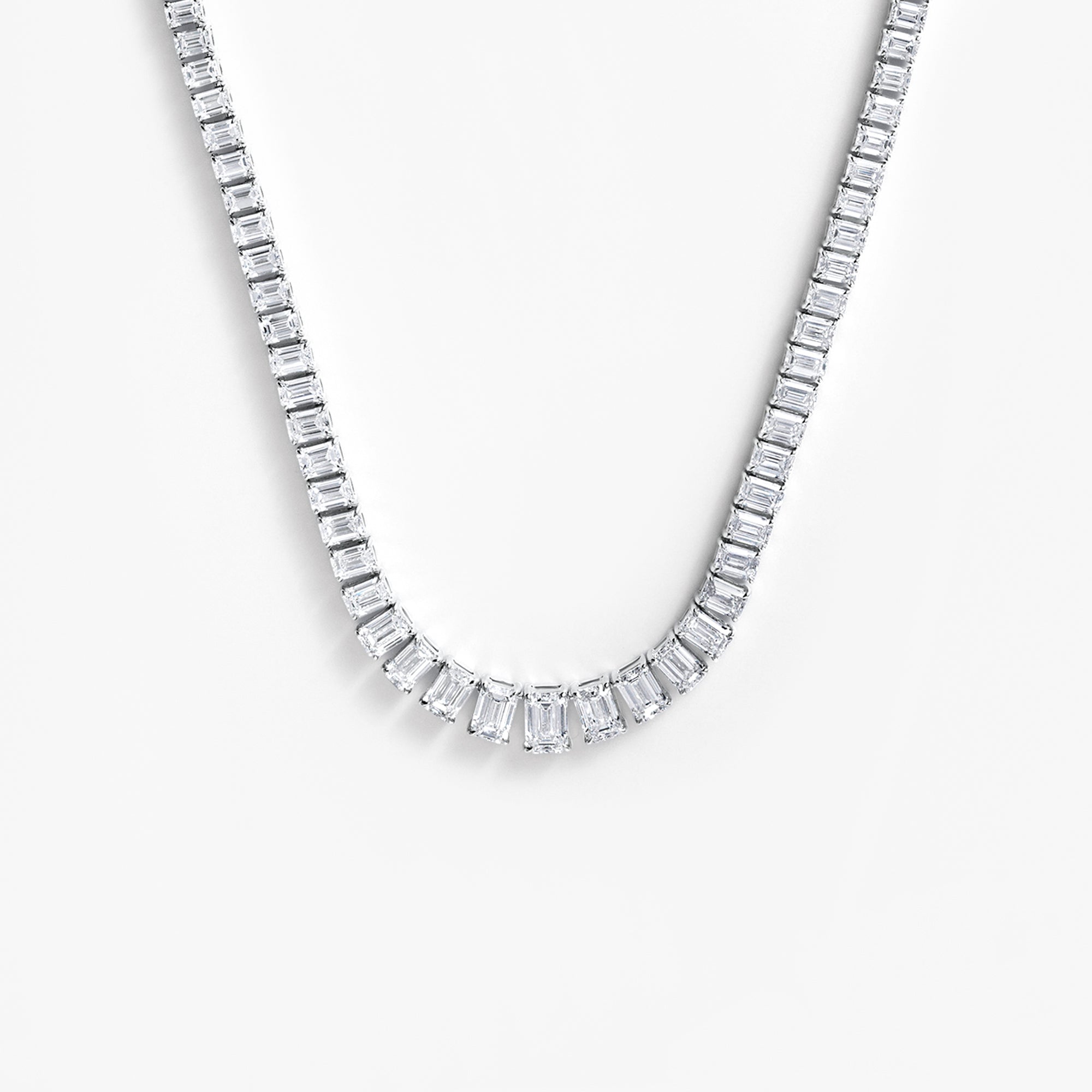 Emerald Diamond Graduating Tennis Necklace