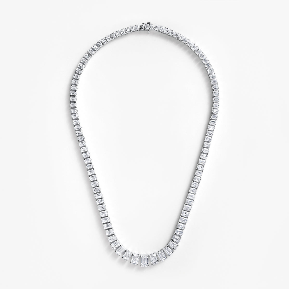 Emerald Diamond Graduating Tennis Necklace