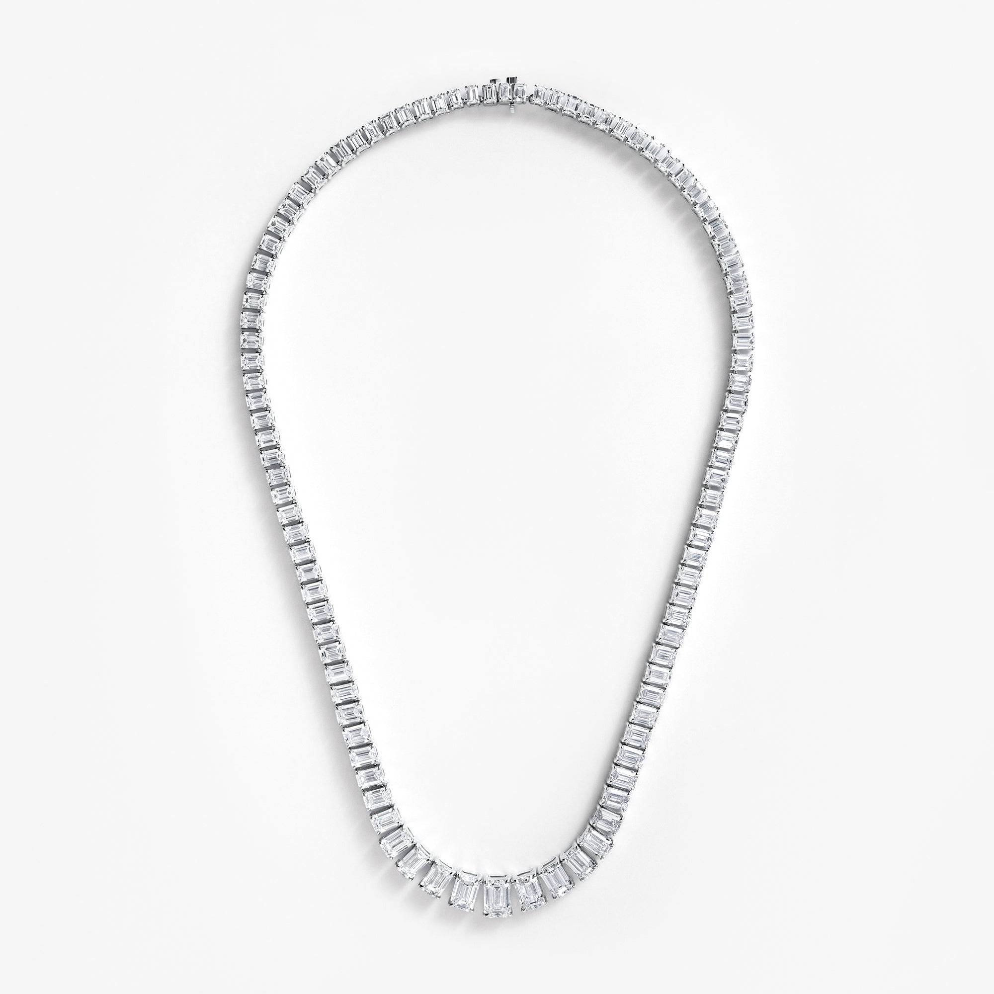 Emerald Diamond Graduating Tennis Necklace