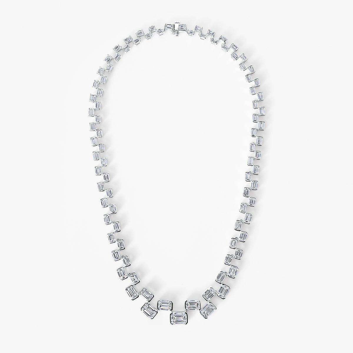 Emerald Diamond Half Bezel Necklace