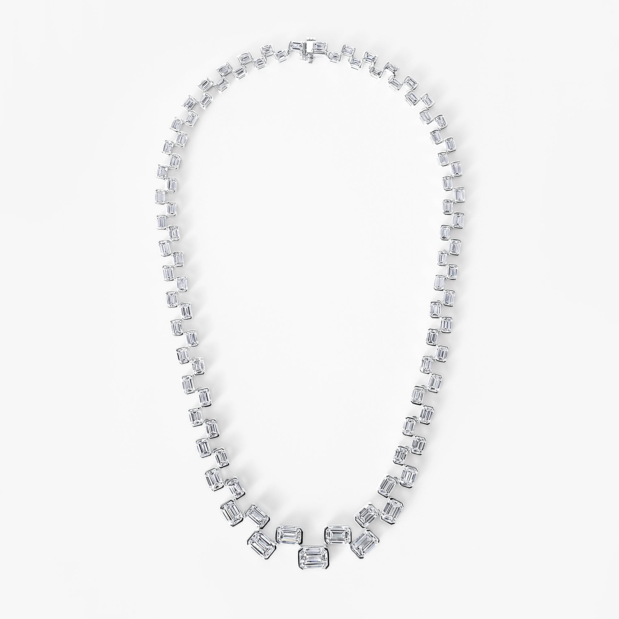 Emerald Diamond Half Bezel Necklace