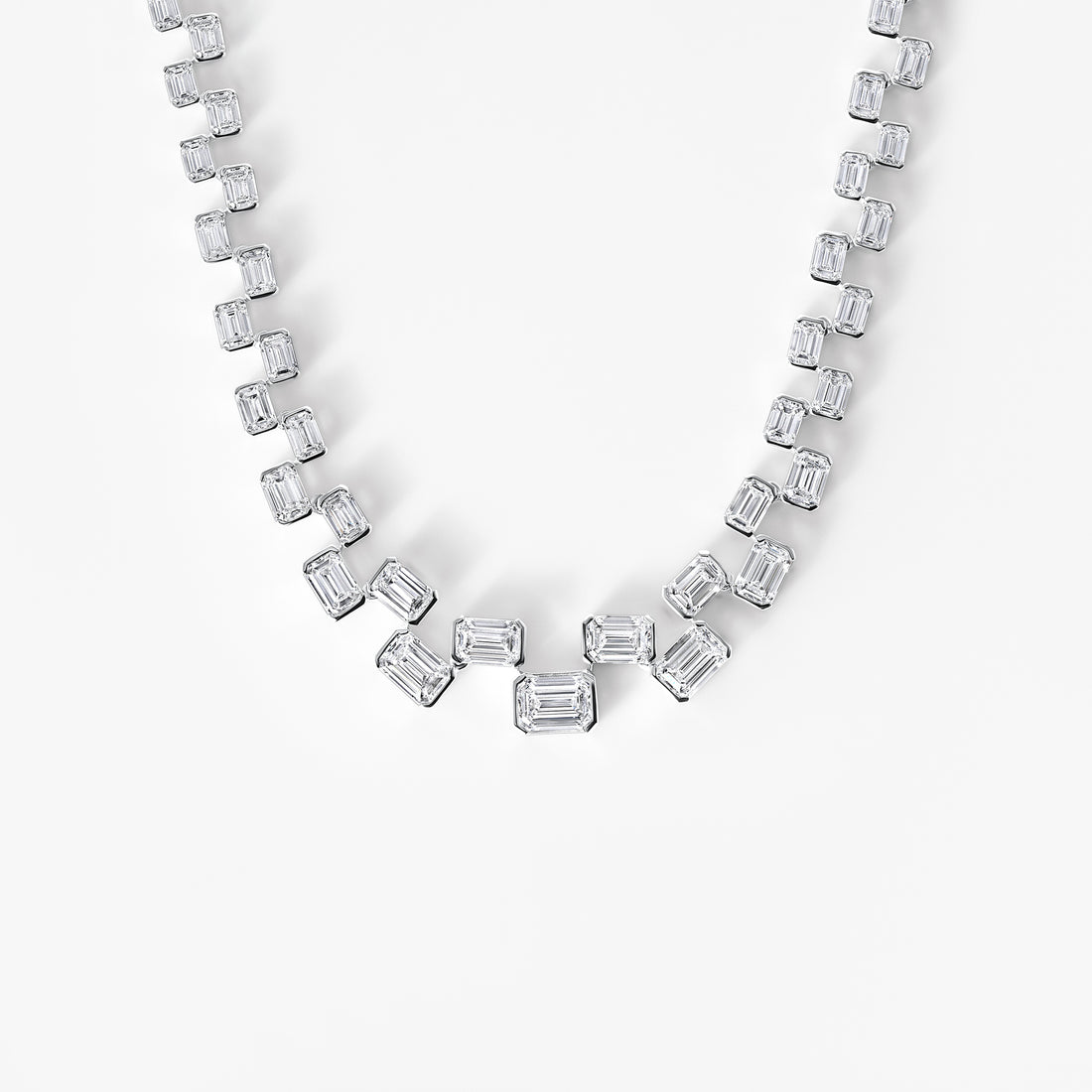 Emerald Diamond Half Bezel Necklace