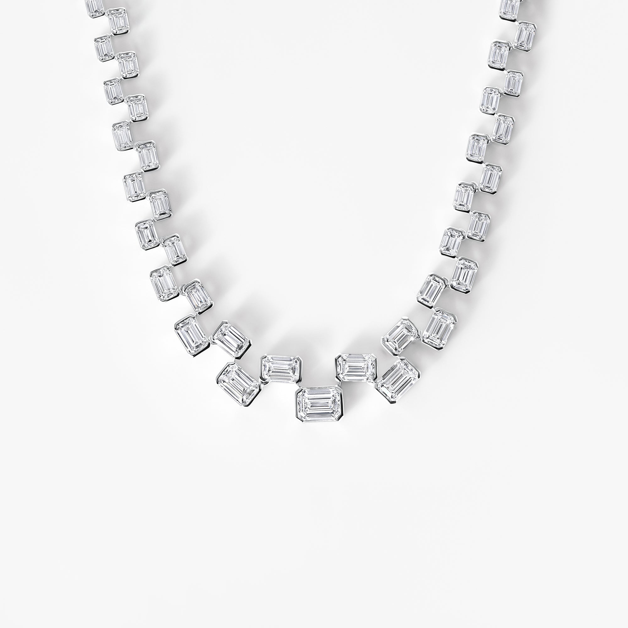 Emerald Diamond Half Bezel Necklace
