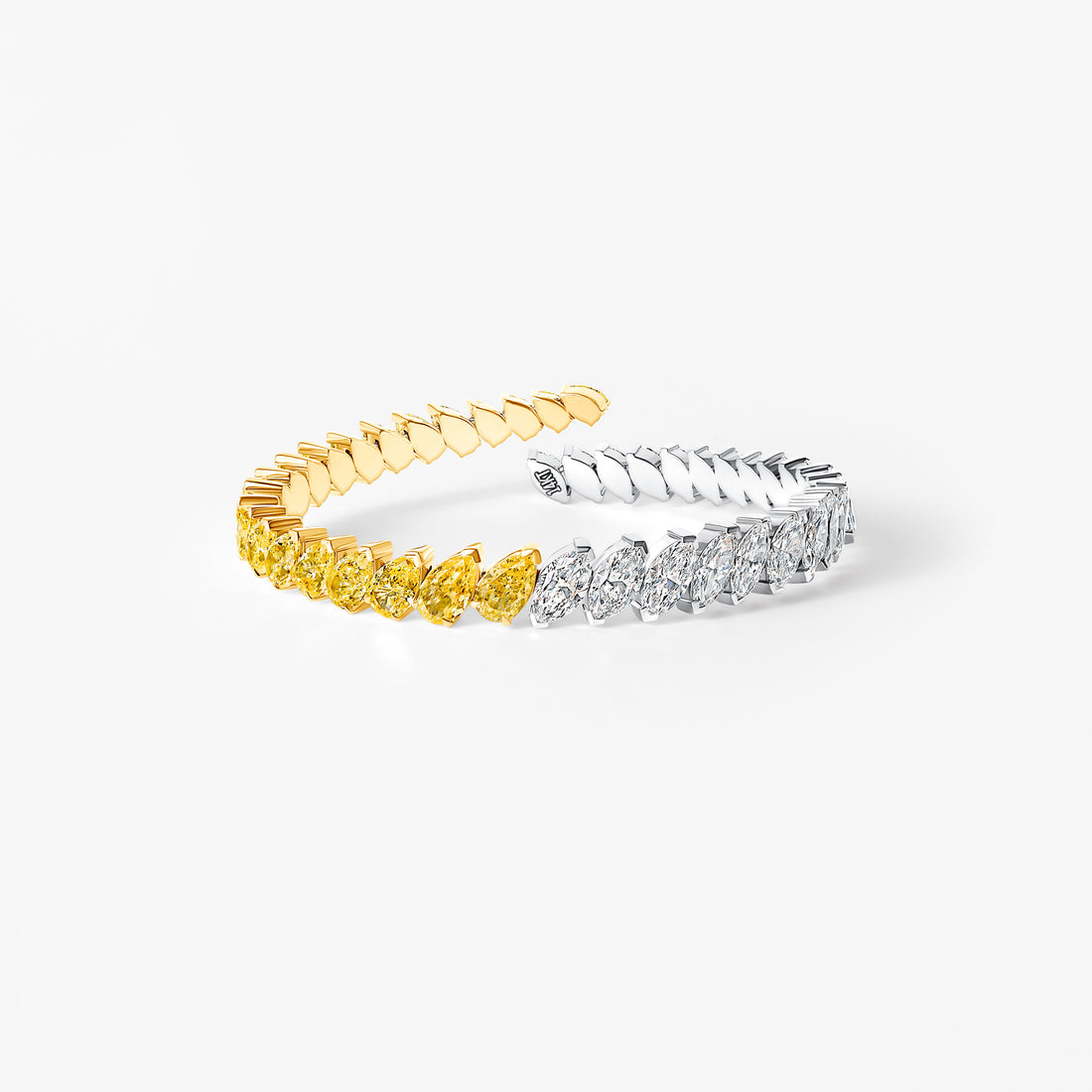 Yellow Pear and Marquise Diamond Cuff Bracelet