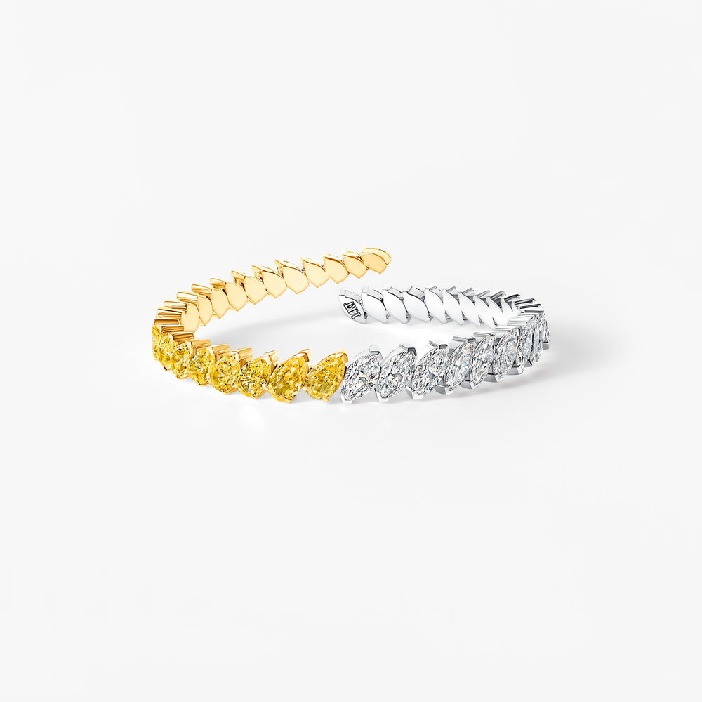 Yellow Pear and Marquise Diamond Cuff Bracelet