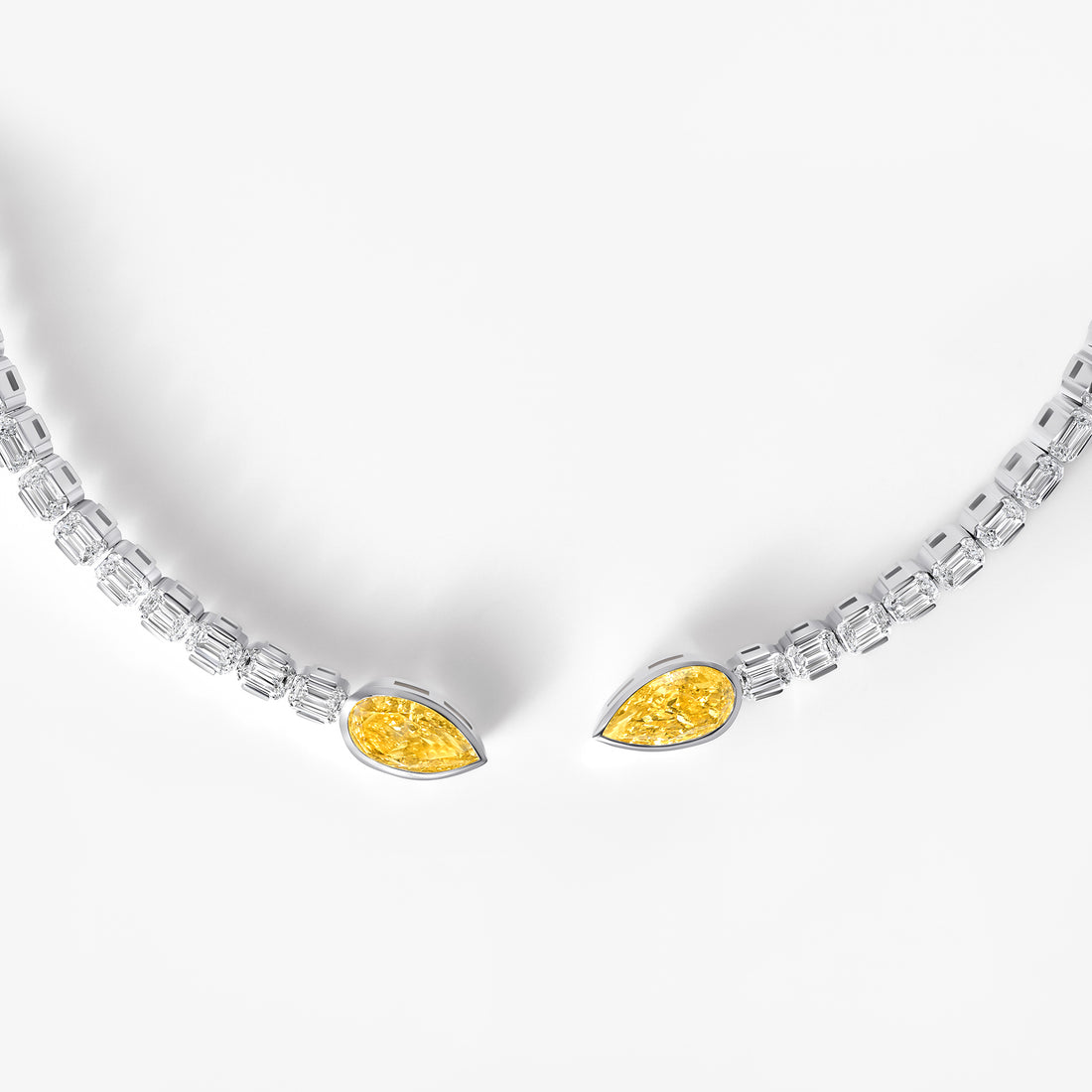Yellow Pear and Emerald Diamond Collar Necklace