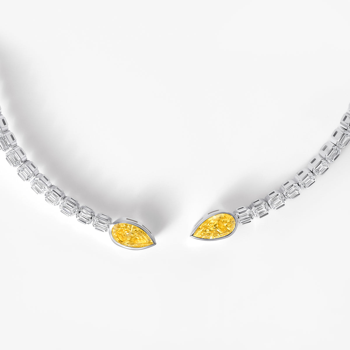 Yellow Pear and Emerald Diamond Collar Necklace