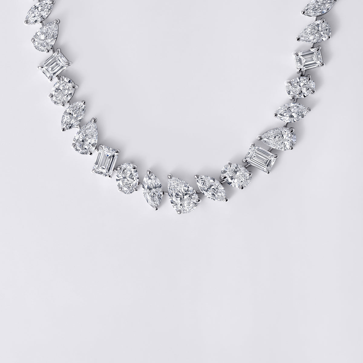 Couture White Mixed Shape Diamond Tennis Necklace