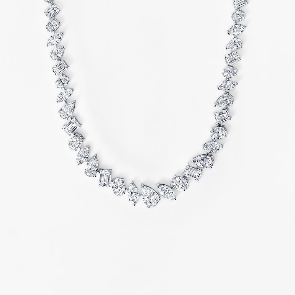 Mixed Shape Diamond Graduating Tennis Necklace
