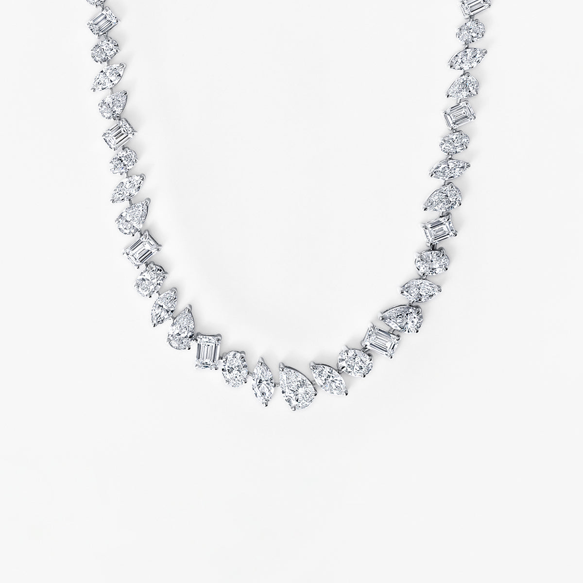 Mixed Shape Diamond Graduating Tennis Necklace