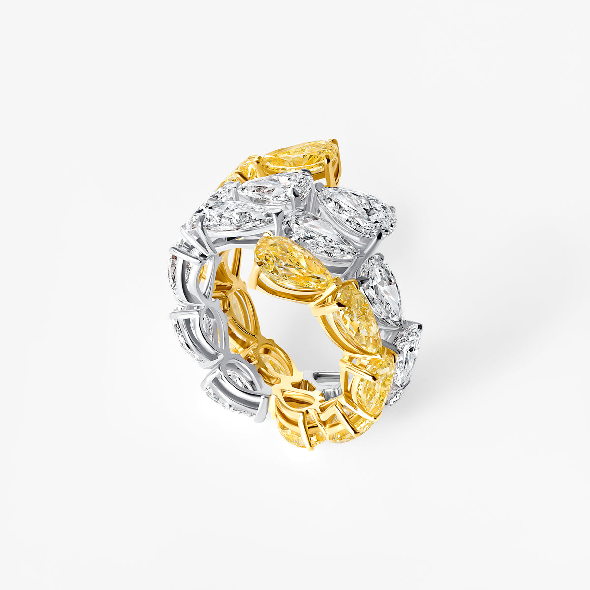 Yellow and White Pear Diamond Wrap Ring