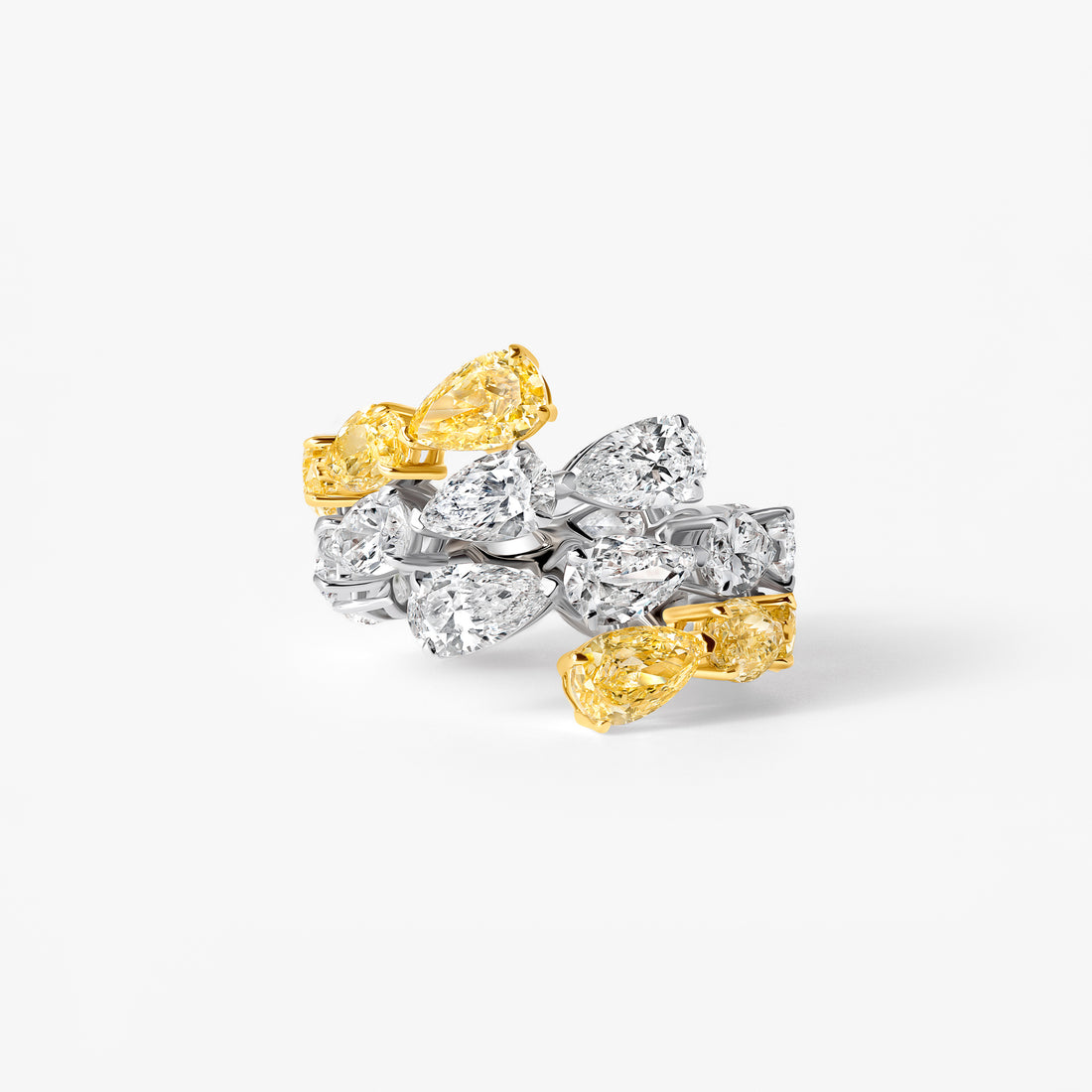 Yellow and White Pear Diamond Wrap Ring