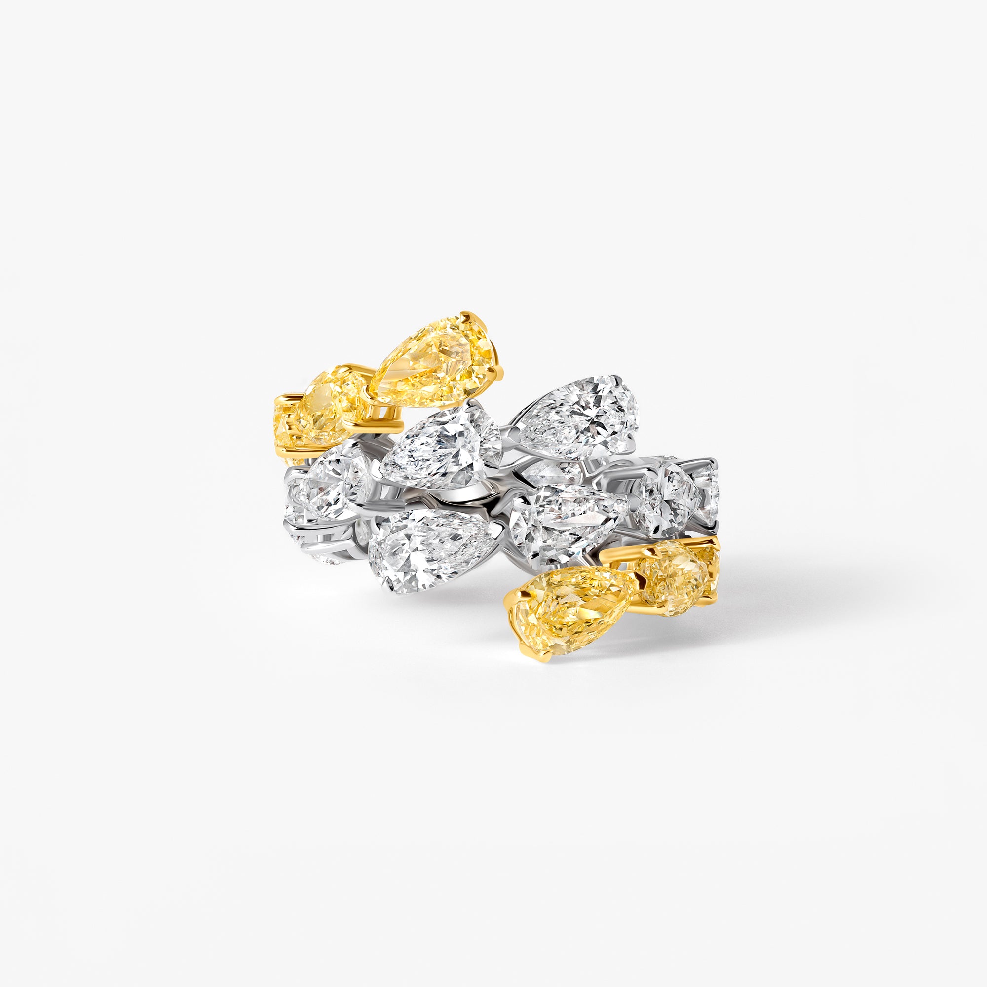 Yellow and White Pear Diamond Wrap Ring