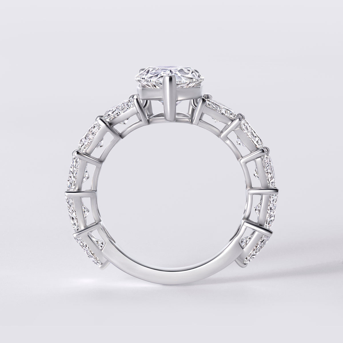 6.64CTW (3.01CT) Angled Pear 3/4 Ring, White Gold