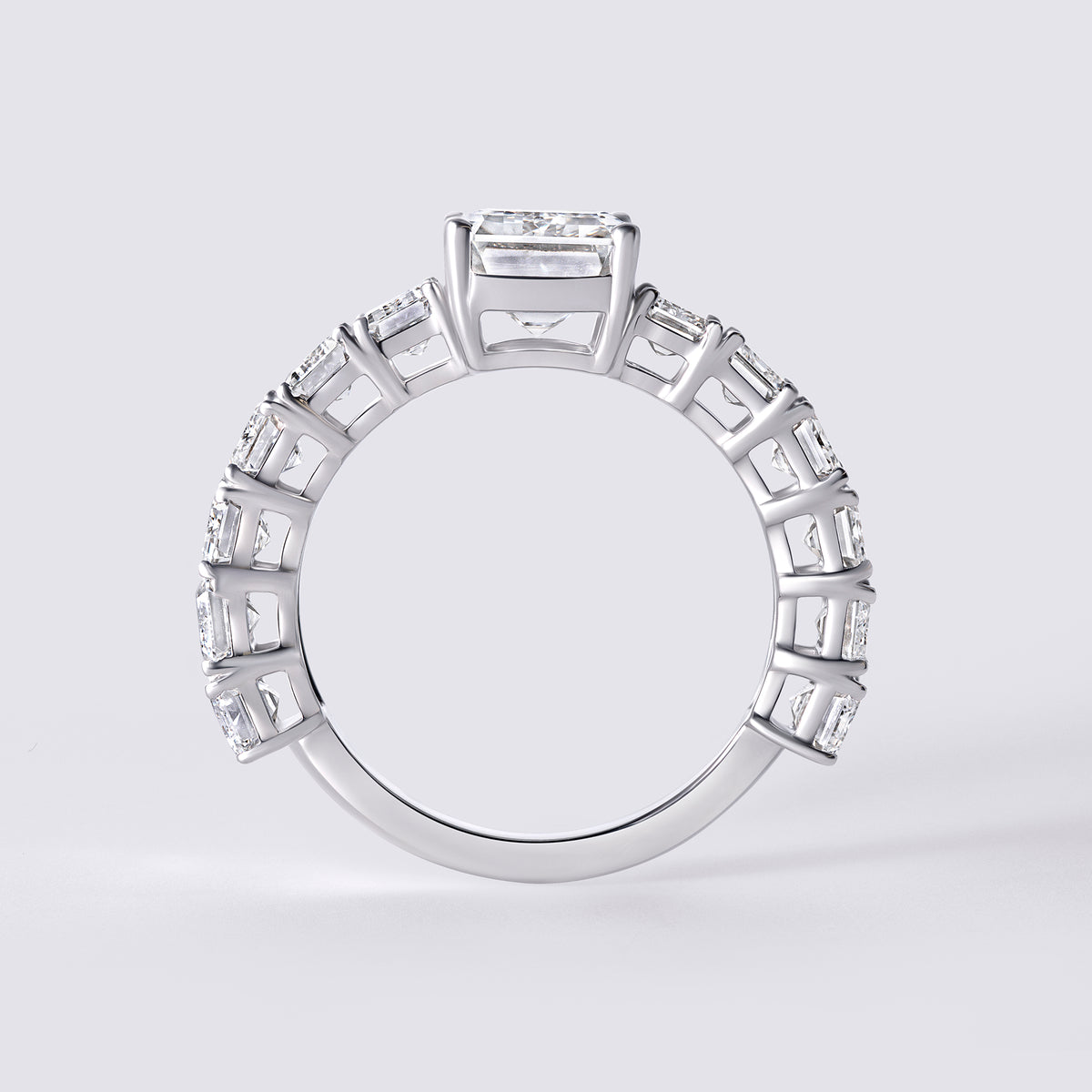 6.64CTW (3CT) Emerald 3/4 Ring, White Gold