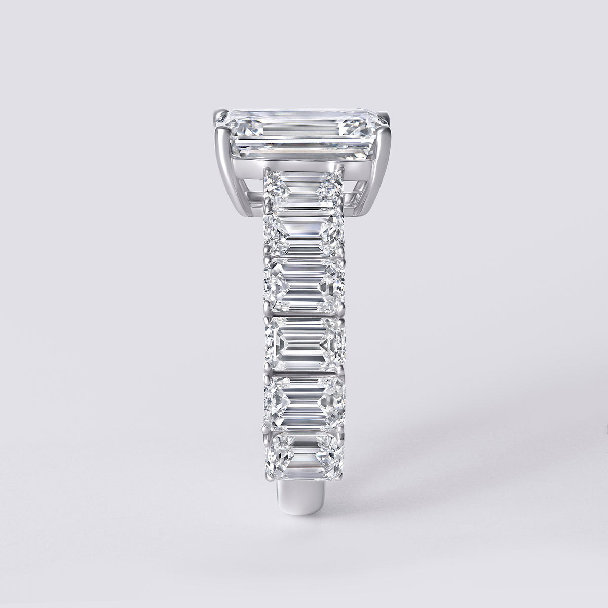 6.64CTW (3CT) Emerald 3/4 Ring, White Gold