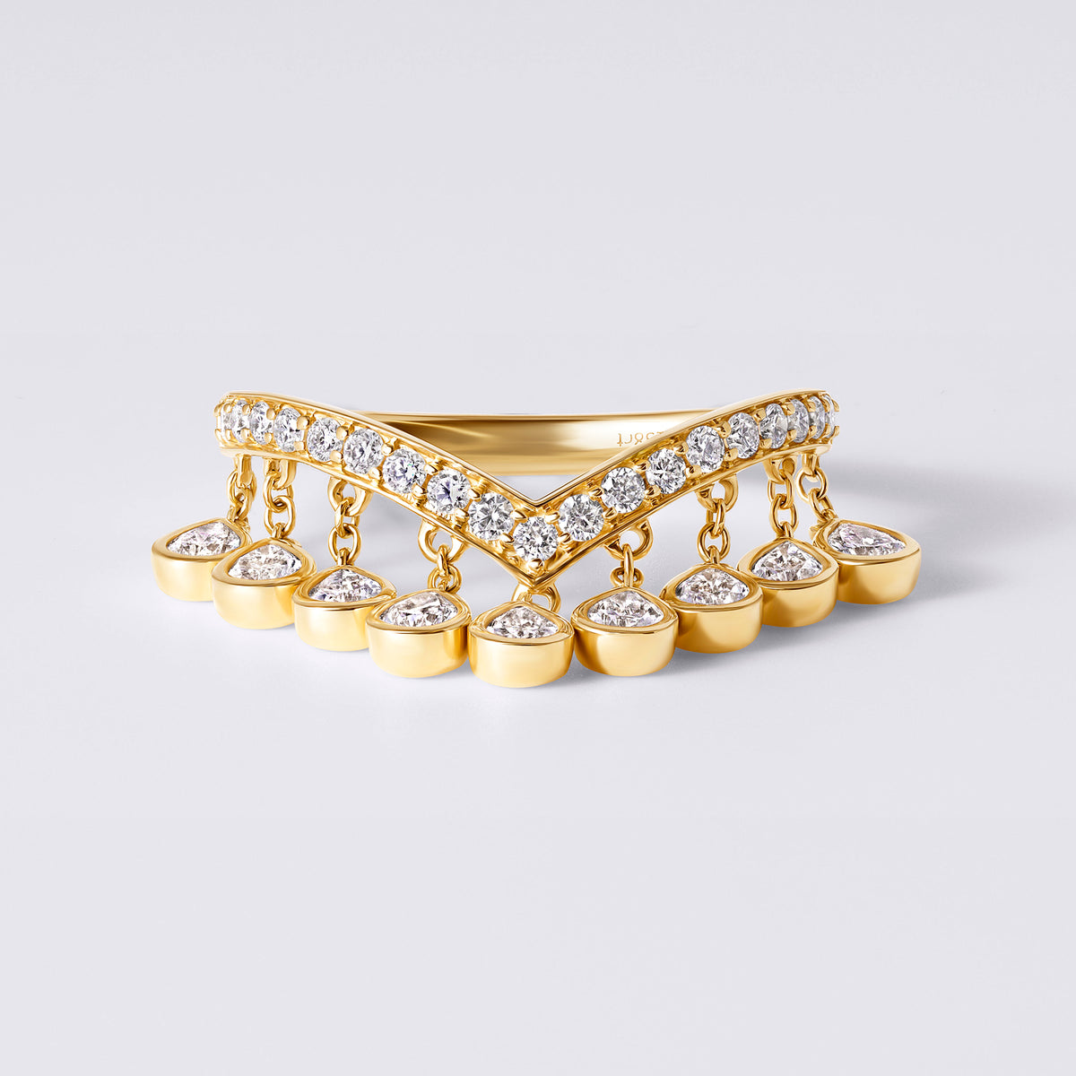 Pear Dangling Charm Ring, Yellow Gold