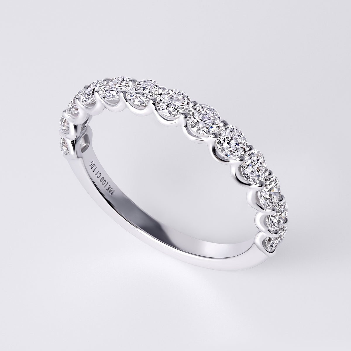 Round Brilliant Cut Half Eternity Band (1CTW), White Gold