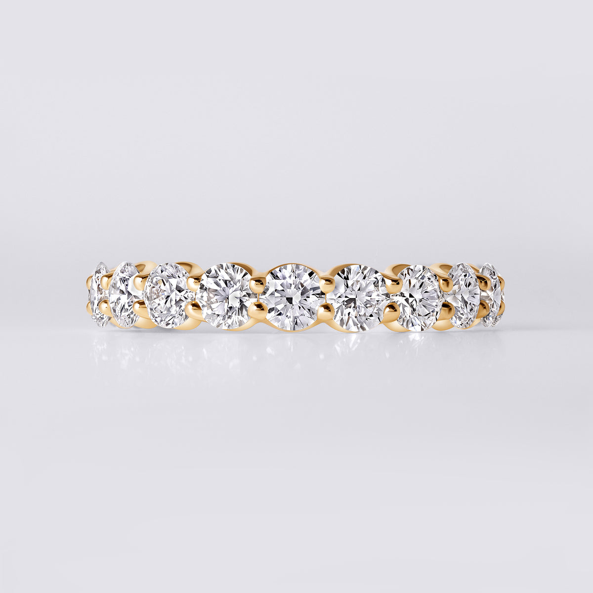 Round Brilliant Cut 3/4 Eternity Band (2CTW), Yellow Gold