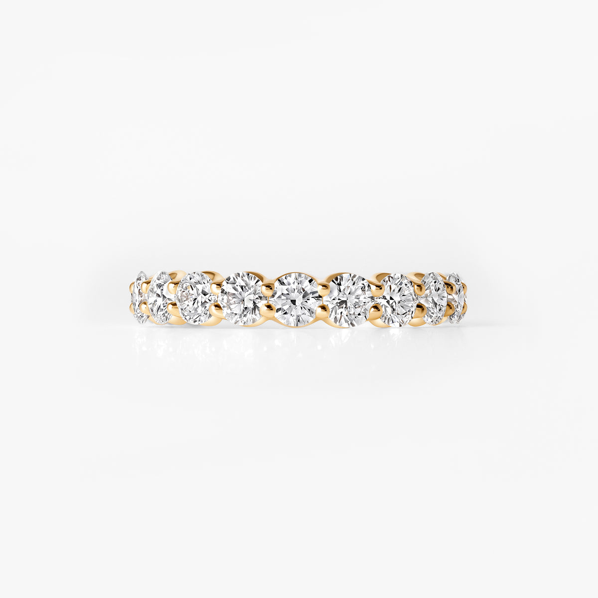 Round Diamond U-Prong Three Quarter Eternity Band