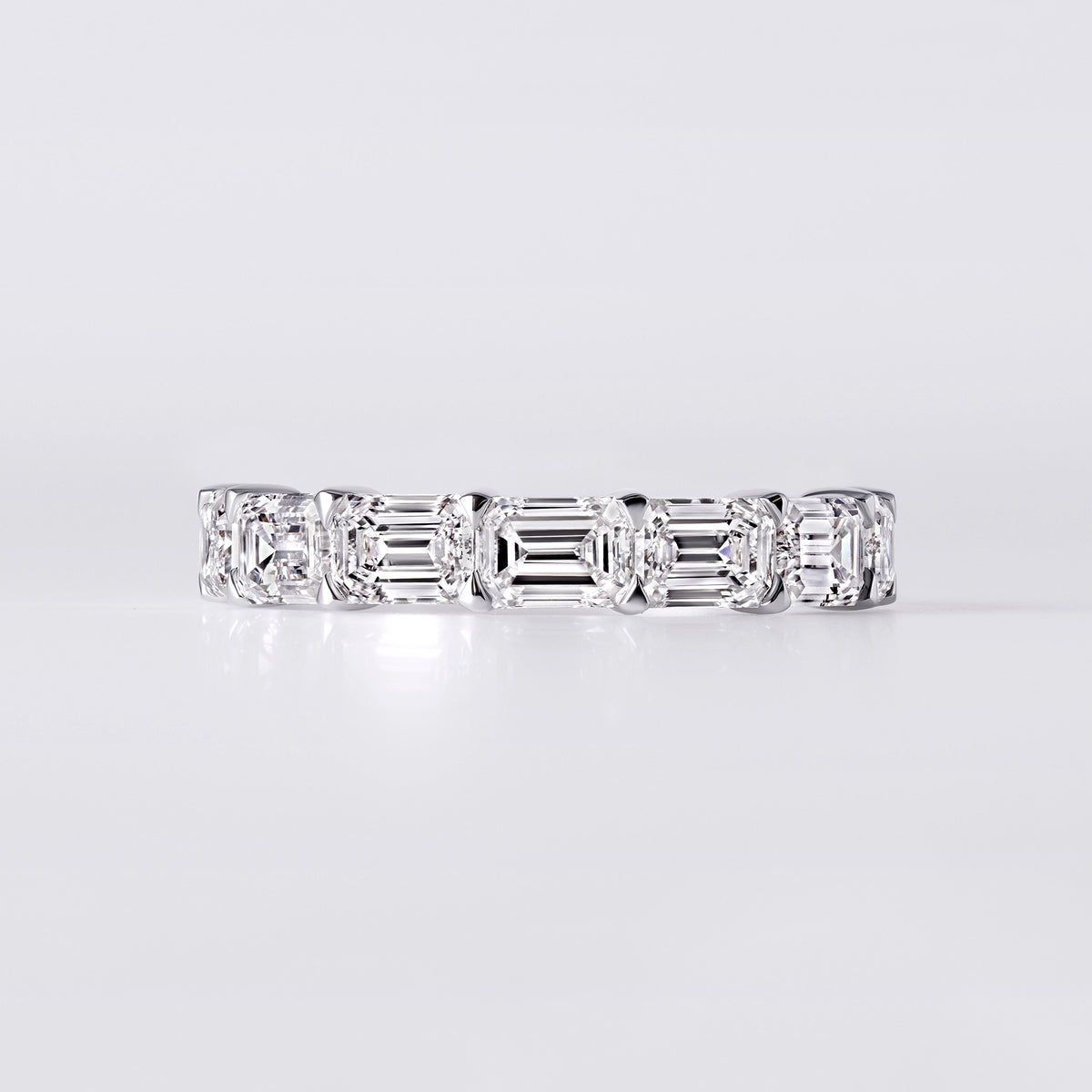 East/West Emerald Cut 3/4 Eternity Band (3CTW), White Gold
