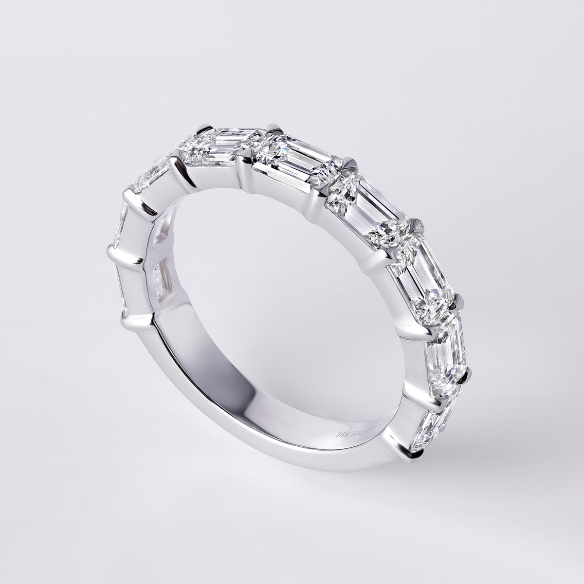 East/West Emerald Cut 3/4 Eternity Band (3CTW), White Gold