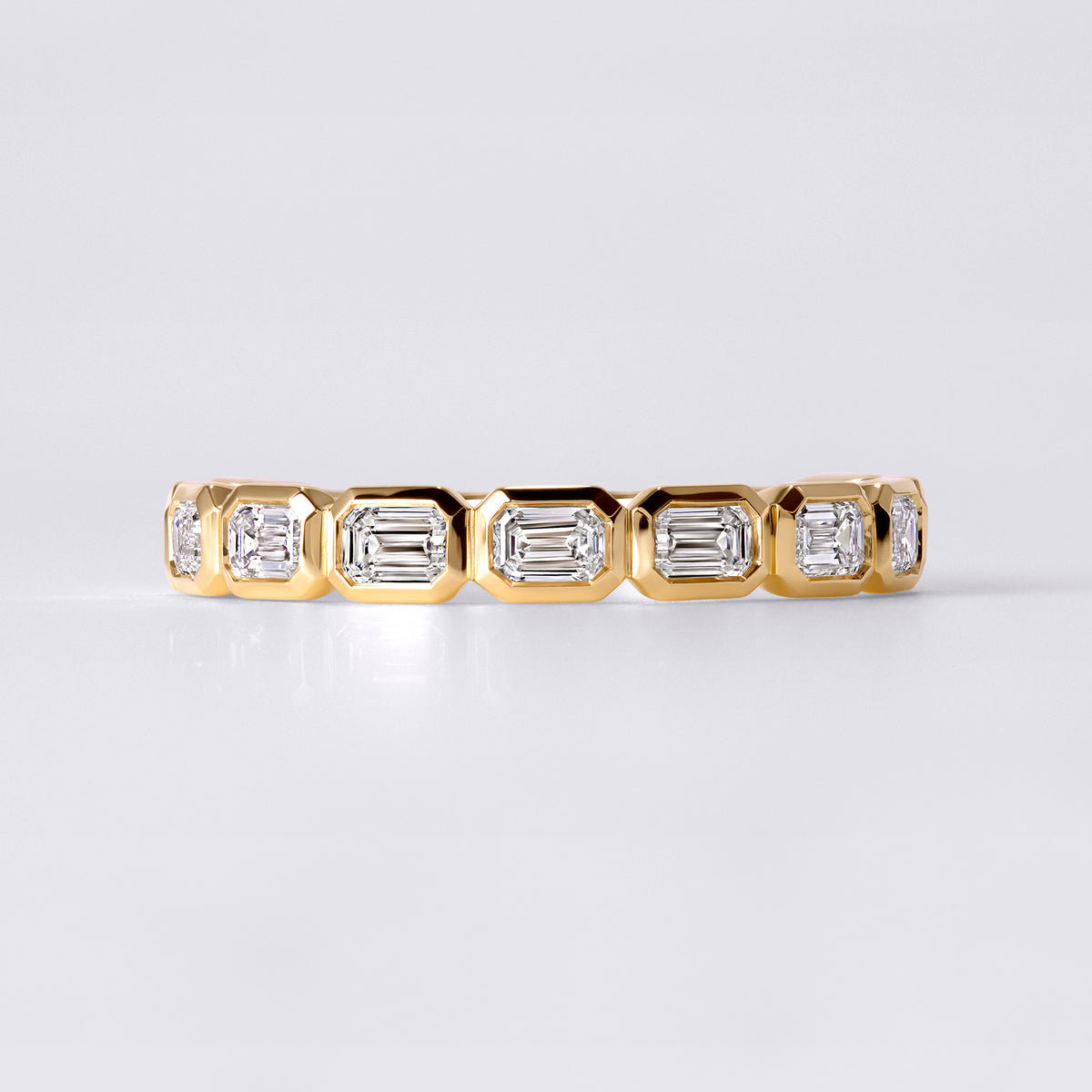 East/West Emerald Cut Bezel Set 3/4 Eternity Band (1CTW), Yellow Gold
