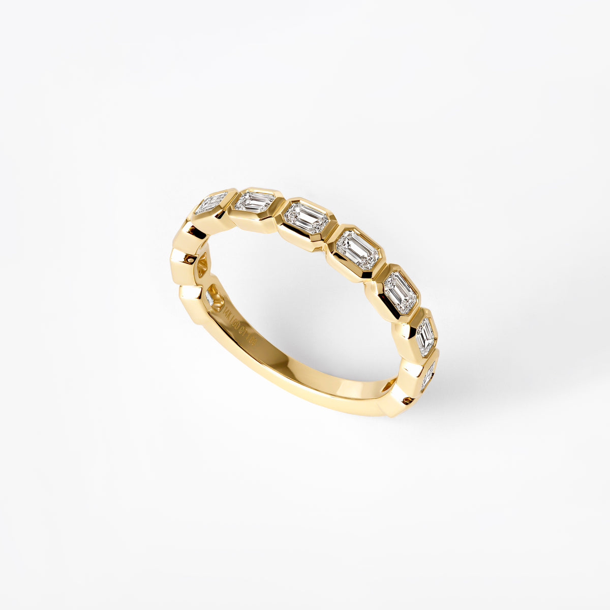 Emerald Cut Diamond East West Bezel Set Three Quarter Eternity Band