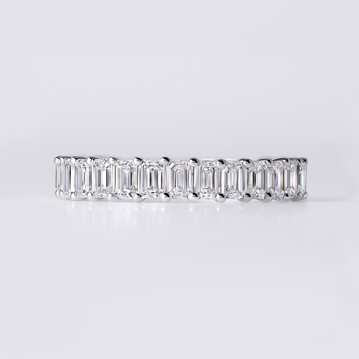 Emerald Cut Diamond Three Quarter Eternity Band