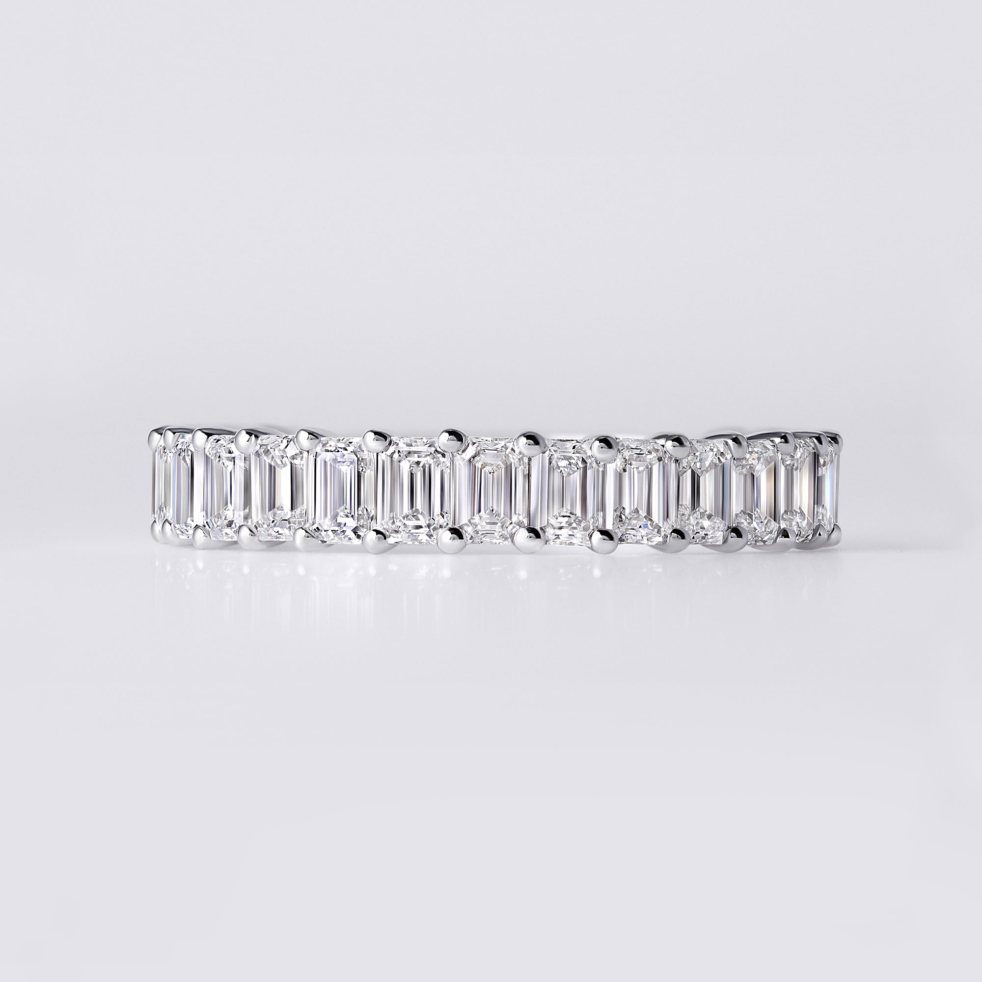 Emerald Cut Diamond Three Quarter Eternity Band