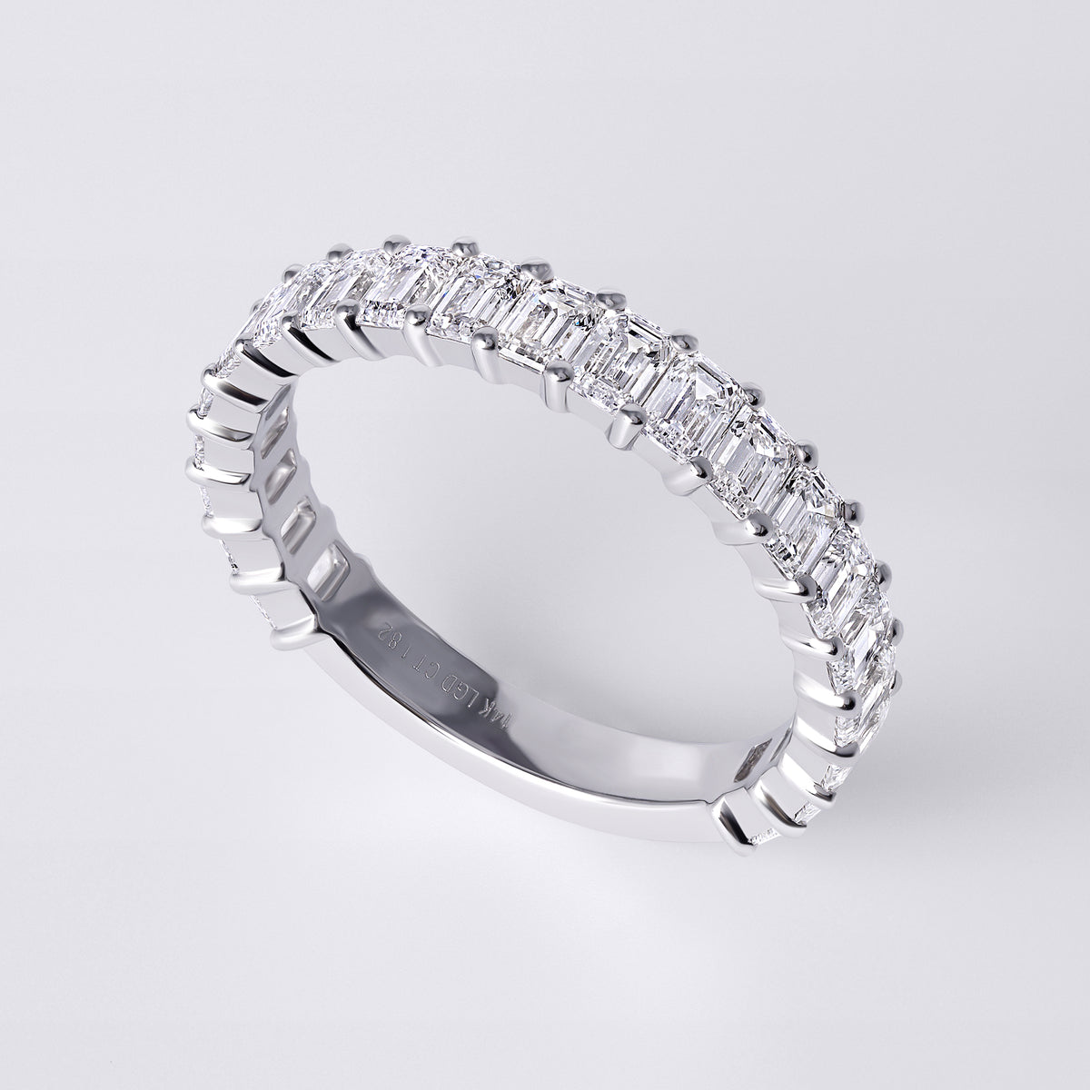 Emerald Cut Diamond Three Quarter Eternity Band