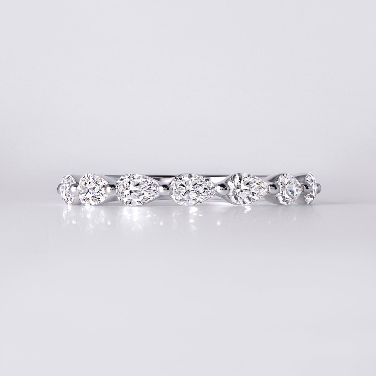 East/West Pear Shaped 3/4 Eternity Band (1CTW), White Gold