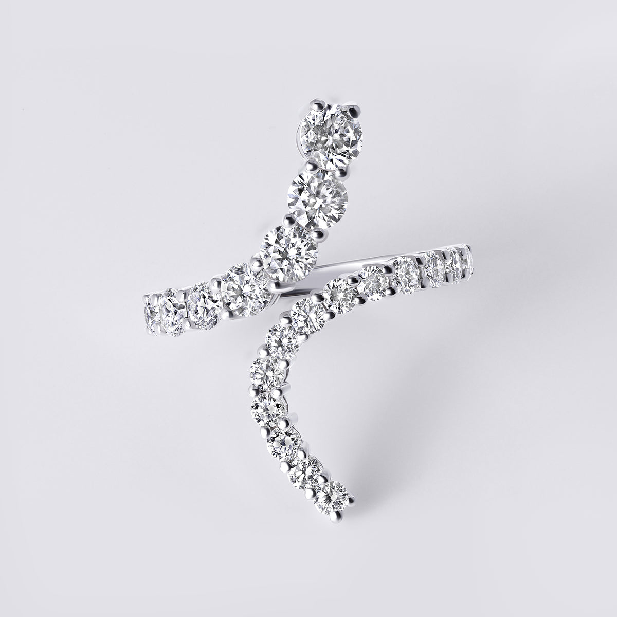 Wrap Bypass Ring, White Gold