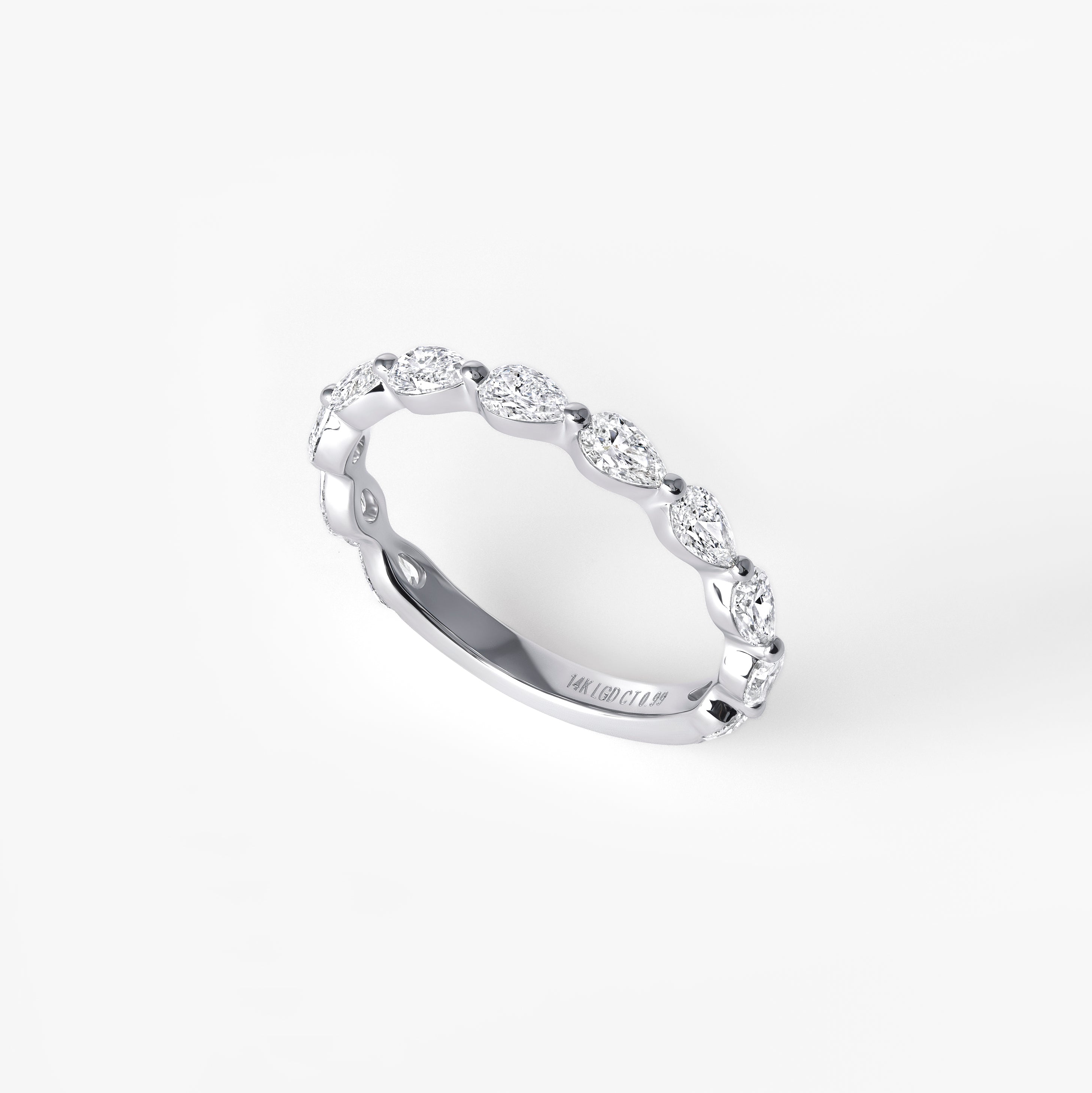 Pear Diamond East West Three Quarter Eternity Band
