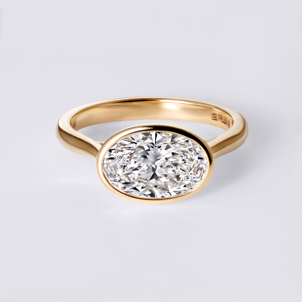 Lori 2.04 CTW Oval Diamond East West Bezel Set Engagement Ring