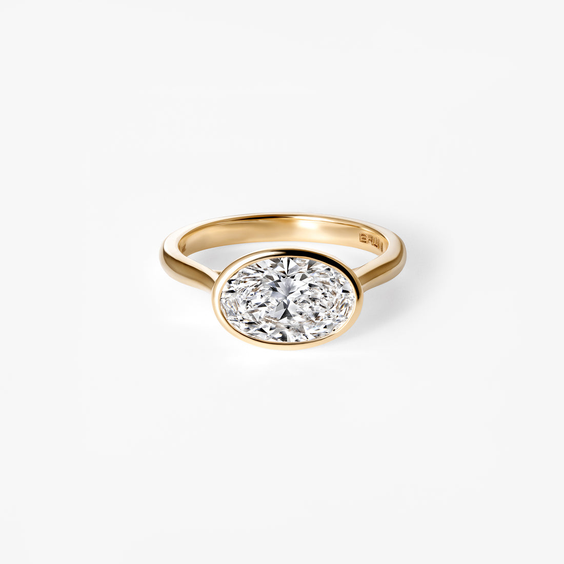 2.04CT Oval East West Bezel Set Engagement Ring