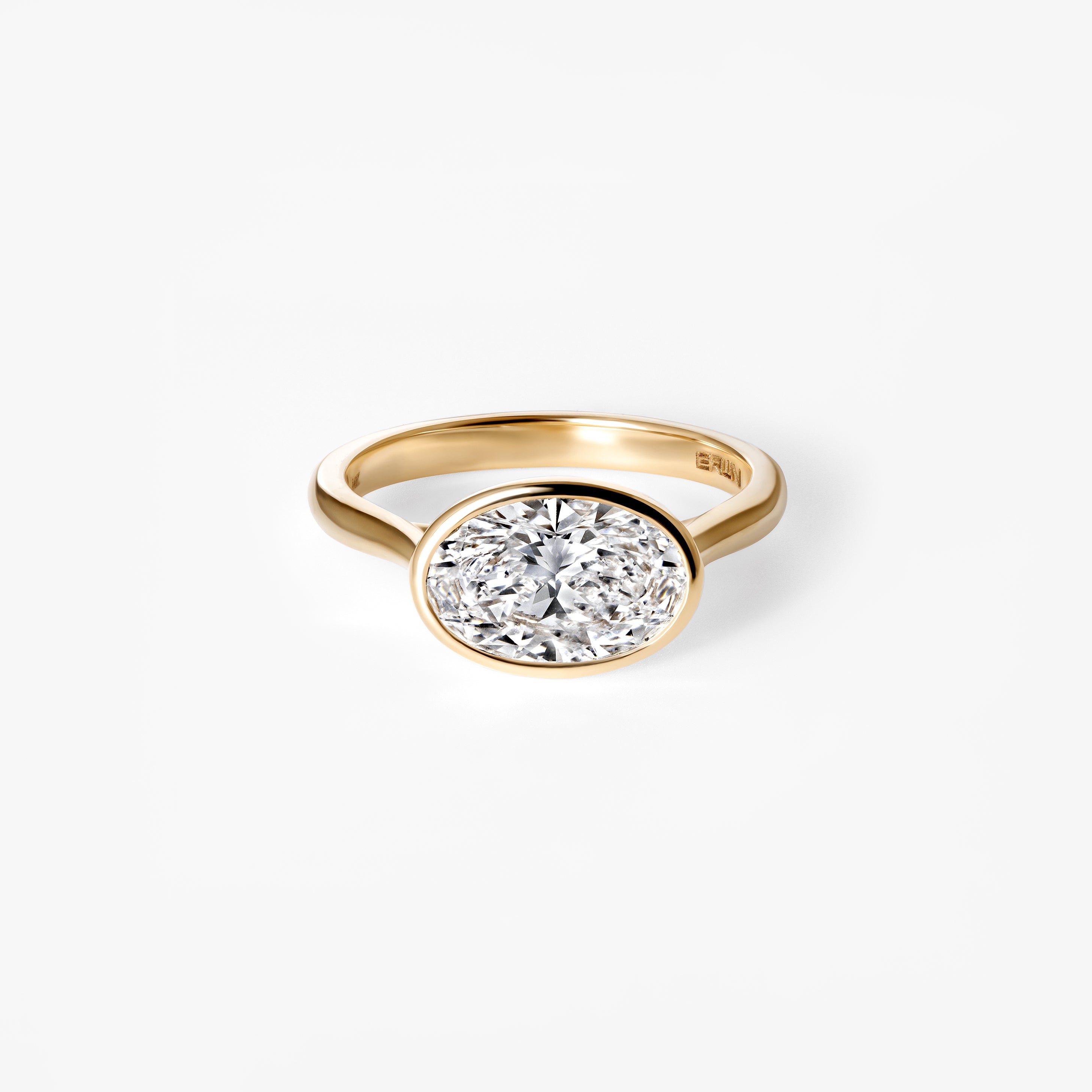 2.04CT Oval East West Bezel Set Engagement Ring