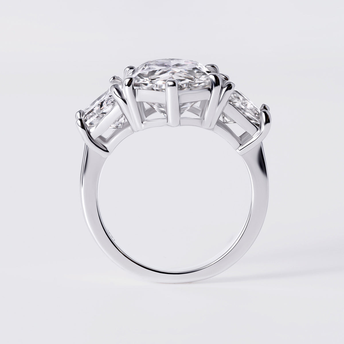 Bespoke Hexagonal (7.23CT) Three Stone Ring, White Gold