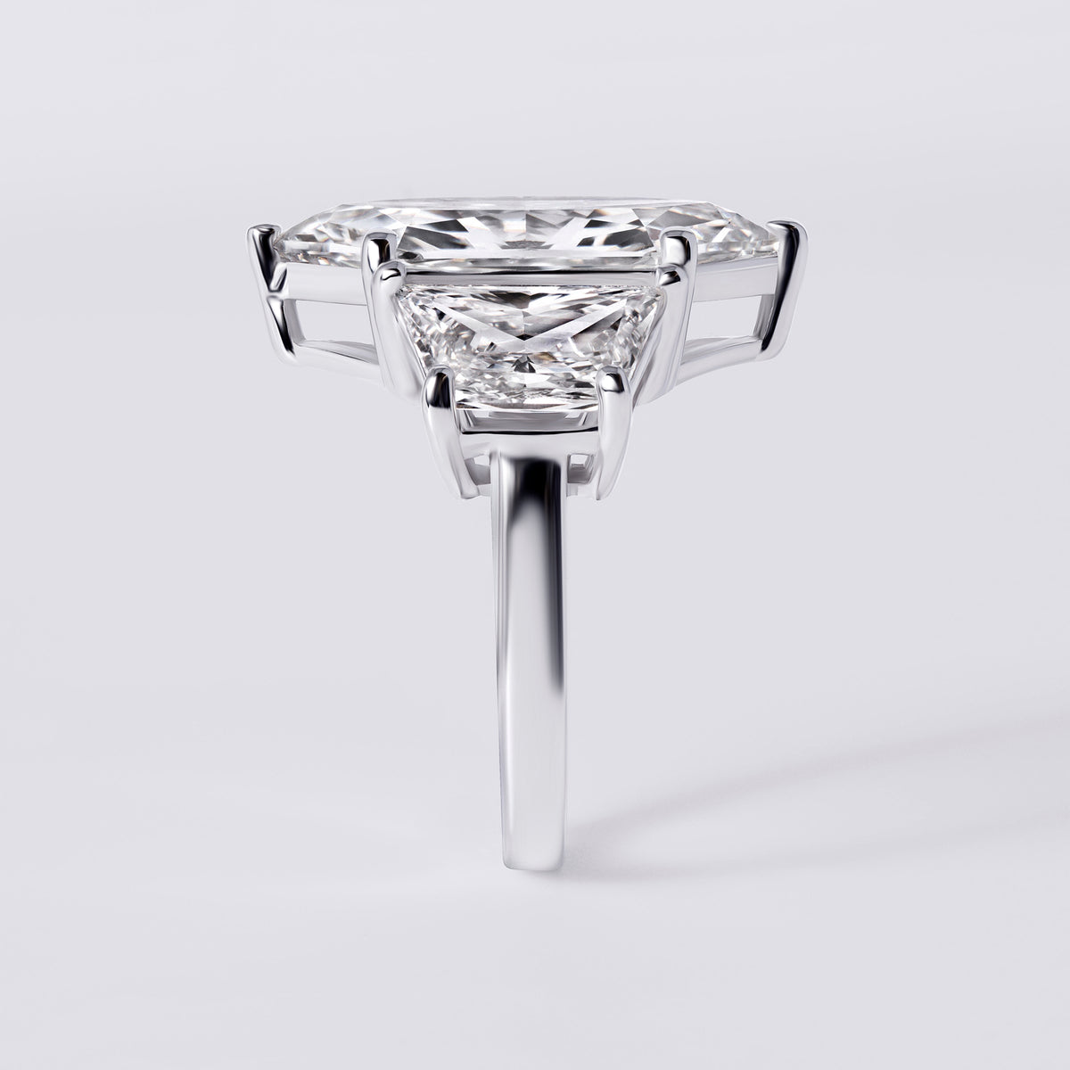 Bespoke Hexagonal (7.23CT) Three Stone Ring, White Gold